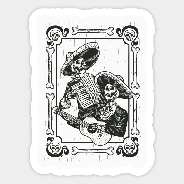 Mariachi Dia De Los Muertos Sticker by MCAL Tees